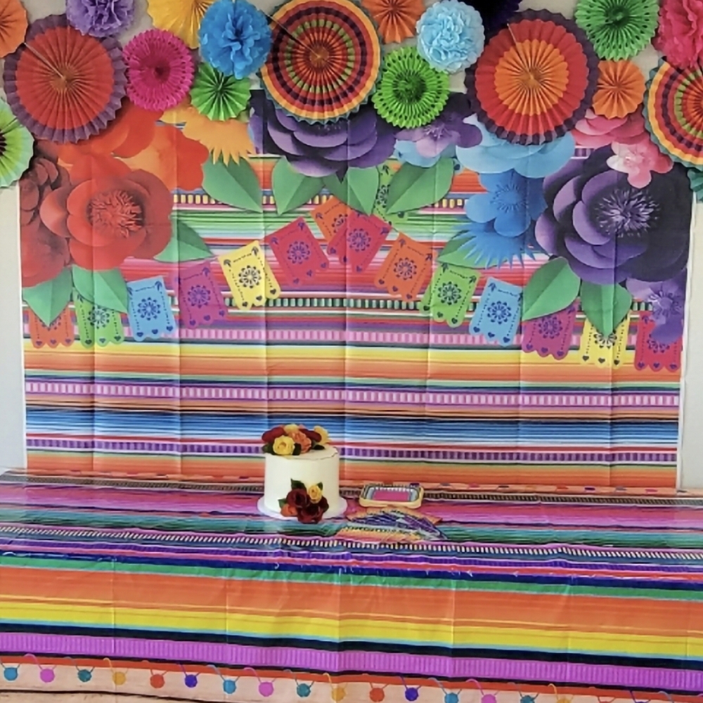 Vibrant Floral Fiesta Backdrop